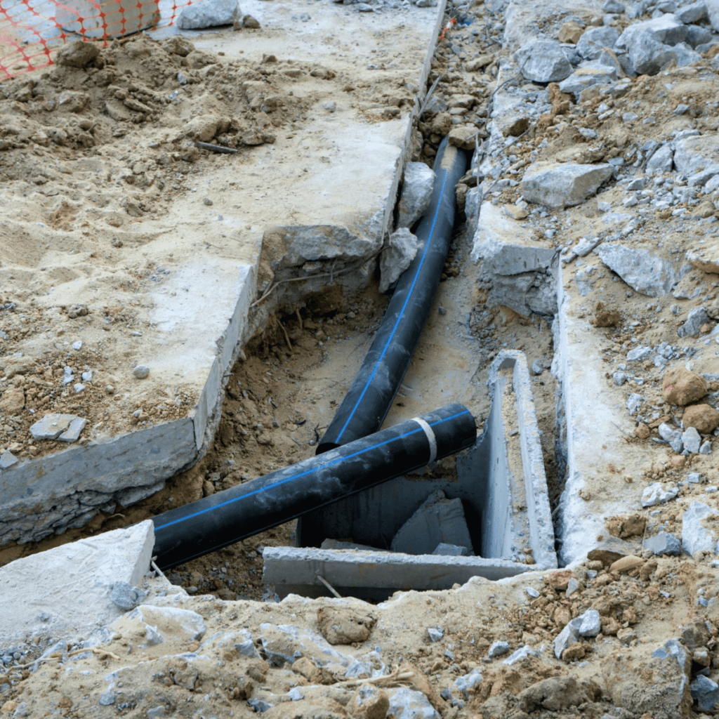 pipes being removed from the ground during a whole-home repiping