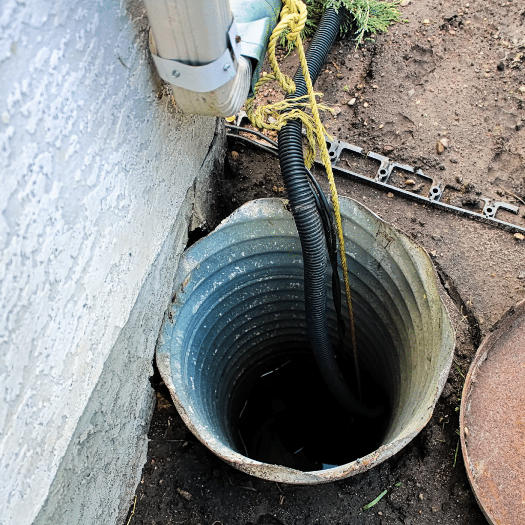 an ejector pump installed on the side of a Spokane home